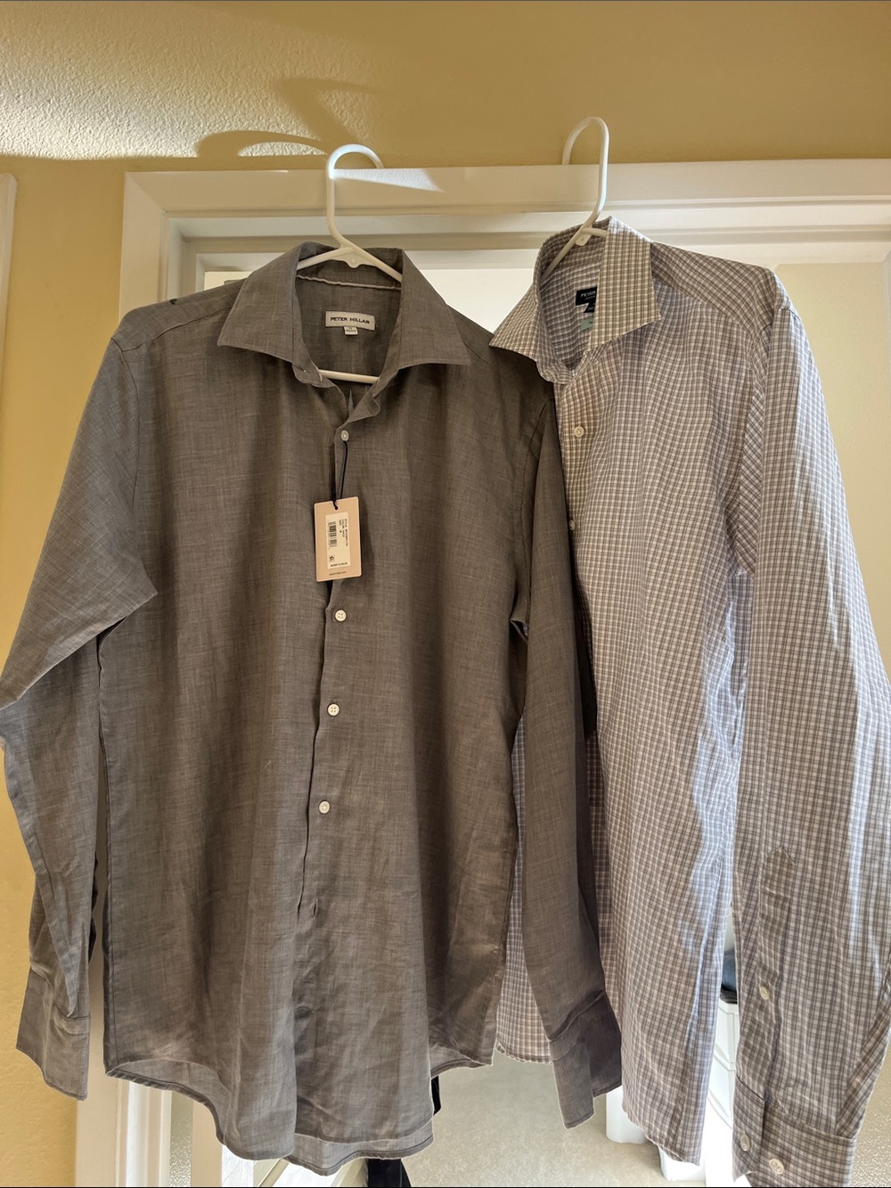 NWT lot of 2 Button-Up Dress Shirt long sleeve Peter Millar crown crafted sz M